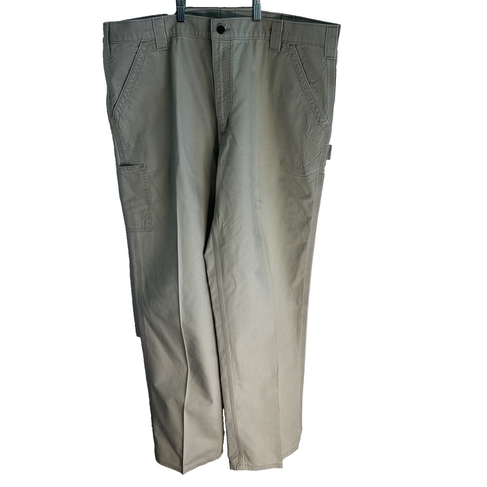 Men Carhartt 42x33 Dungaree Tan Canvas Pants Utility Outdoor Carpenter